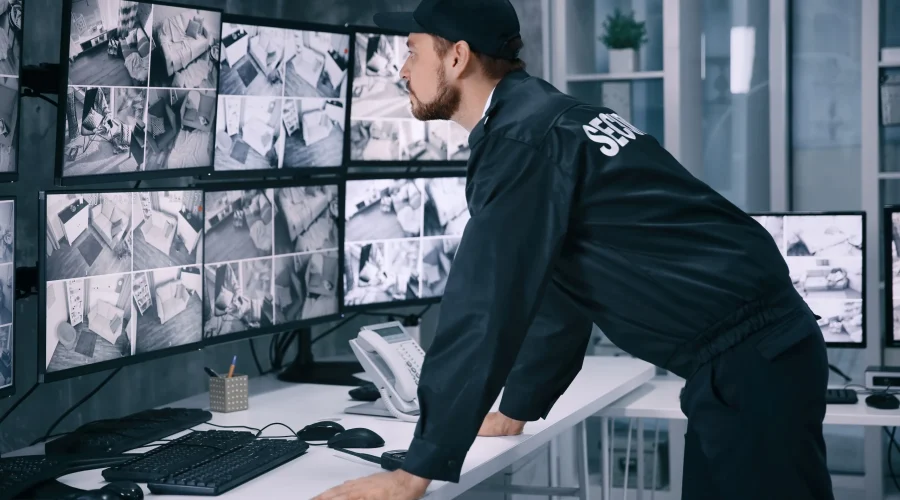 male-security-guard-working-surveillance-room